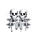 skeletons holding hands tattoo design idea