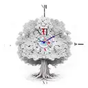 steampunk oak tree with clock and skull tattoo design idea
