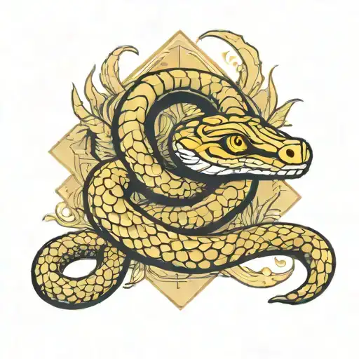 Roman snake desert gold mine entrance tattoo design idea