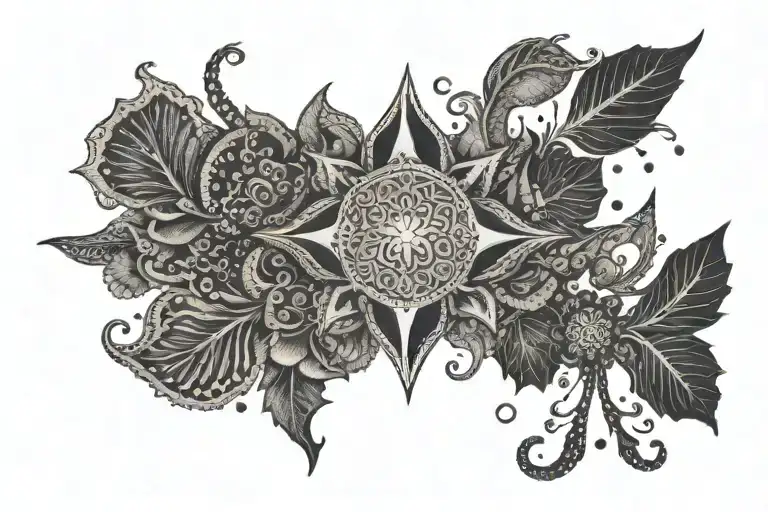 antah asti prambha symbol integrated tattoo design idea