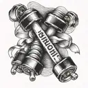 Dumbbells intertwined with a ribbon that reads "Strength Through Struggle." tattoo design idea