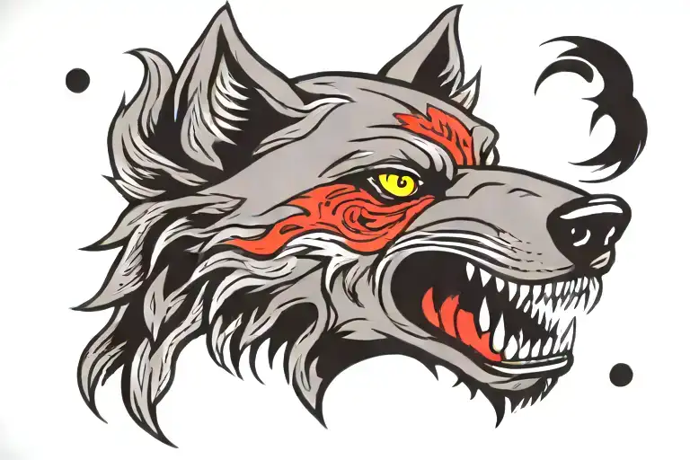 Old school wolf head tattoo design idea