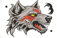Old school wolf head tattoo design idea