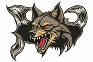 Old school wolf head tattoo design idea