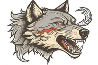 Old school wolf head tattoo design idea
