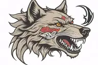 Old school wolf head tattoo design idea