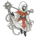 albino girl in grim reaper outfit  tattoo design idea