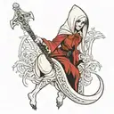 albino girl in grim reaper outfit  tattoo design idea
