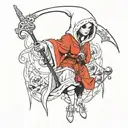 albino girl in grim reaper outfit  tattoo design idea