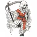 albino girl in grim reaper outfit  tattoo design idea