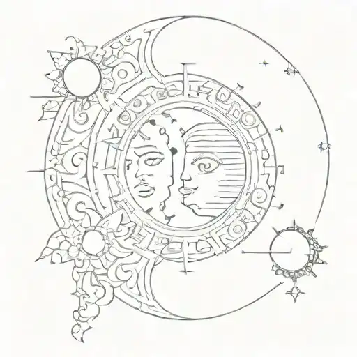 A sun and moon design representing the balance of motherhood, incorporating the names of the children Mario, Natascha, and Pascal in Morse code tattoo design idea