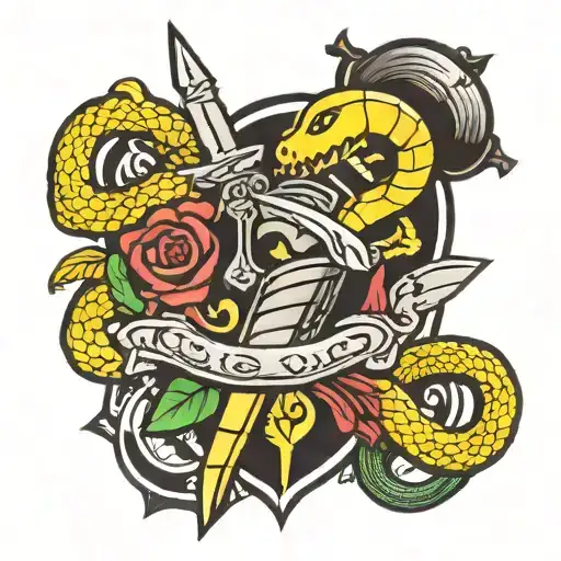 dagger with a snake tattoo design idea