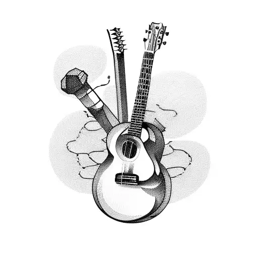 guitar, keyboard, ukulele, dance tattoo design idea