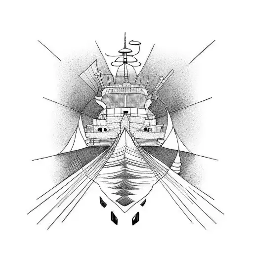 samari sinking ship tattoo design idea