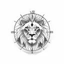 Clock and Lion tattoo design idea