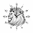 Clock and Lion tattoo design idea