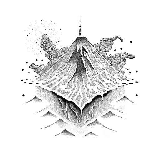 volcano tattoo design idea