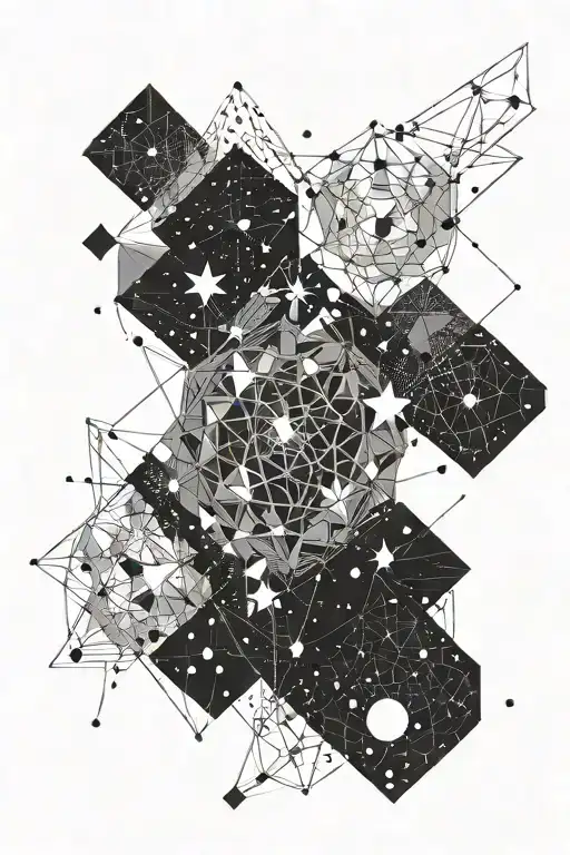Some small stars enclosed in a complex universe of galaxies. tattoo design idea