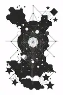 Some small stars enclosed in a complex universe of galaxies. tattoo design idea