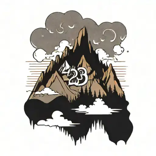a mountain with the numbers  25,11,26,07 in it  tattoo design idea