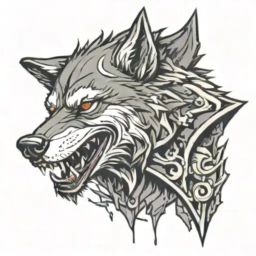 killer timberwolf tattoo design idea
