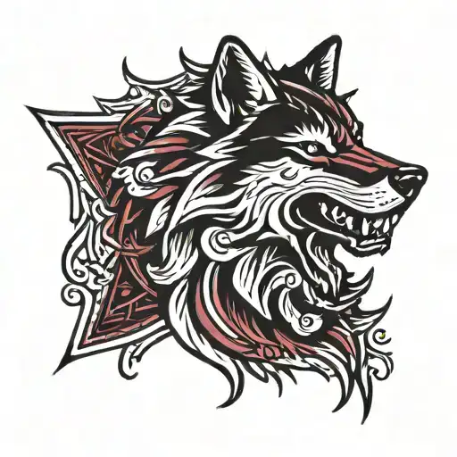 maroon timberwolf mean tattoo design idea
