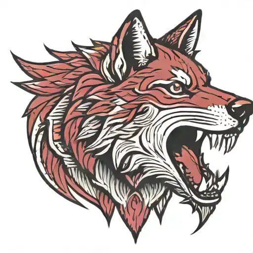 maroon timberwolf mean tattoo design idea