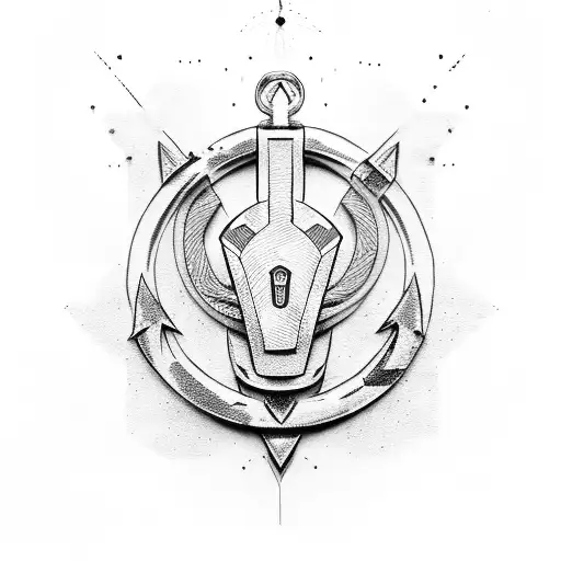 ironman dot and anchor tattoo design idea