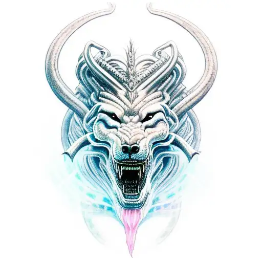 goddess hel, fenrir and jormungand tattoo design idea