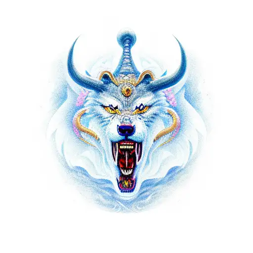 goddess hel, fenrir and jormungand tattoo design idea