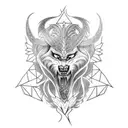goddess hel, fenrir and jormungand tattoo design idea