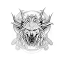 goddess hel, fenrir and jormungand tattoo design idea