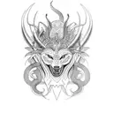 goddess hel, fenrir and jormungand tattoo design idea