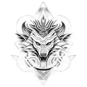 goddess hel, fenrir and jormungand tattoo design idea