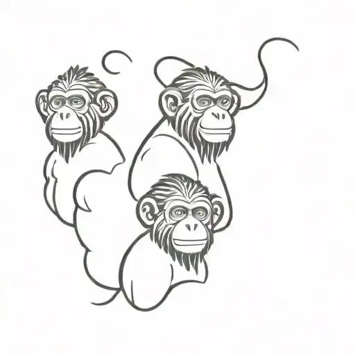 3 wise monkeys diffrent monkey for each person  tattoo design idea