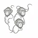 3 wise monkeys diffrent monkey for each person  tattoo design idea