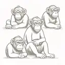 3 wise monkeys diffrent monkey for each person  tattoo design idea