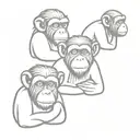 3 wise monkeys diffrent monkey for each person  tattoo design idea
