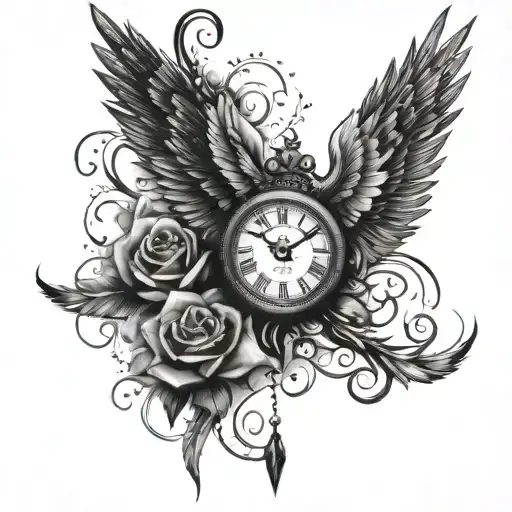 forearm tatoo, write"time heals all wounds" under a eye above the write a stilized person that hols a baby tattoo design idea