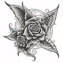 forearm tatoo, write"time heals all wounds" under a eye above the write a stilized person that hols a baby tattoo design idea