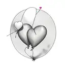 Kangeroo is holding a heart shape balloon which has hong kong skyline in the balloon tattoo design idea