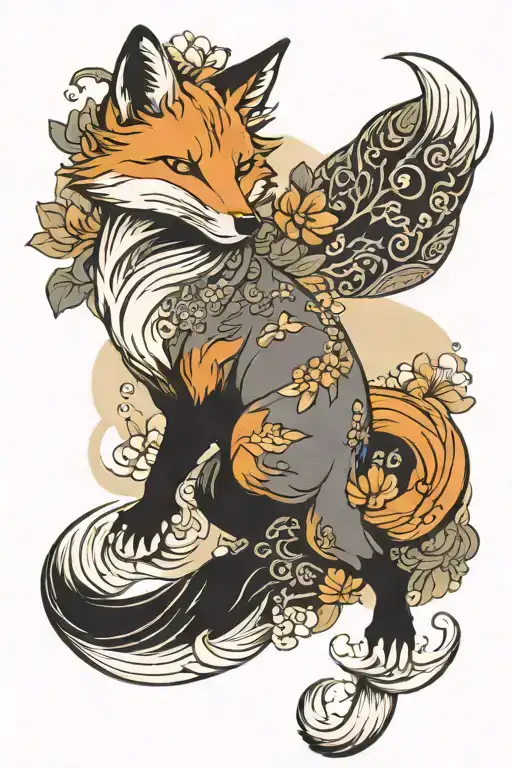 the fox is running tattoo design idea