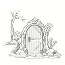 hobbit door in forest tattoo design idea