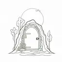 hobbit door in forest tattoo design idea