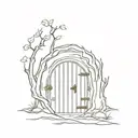 hobbit door in forest tattoo design idea