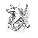 battleship fighting a giant squid  tattoo design idea