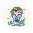 A zombified doctor eating vegan brains and holding a gay pride flag tattoo design idea