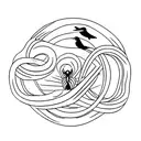 infinity loop with 3 small birds flying out of it tattoo design idea