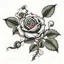 rose vine with pedals falling leaves tattoo design idea