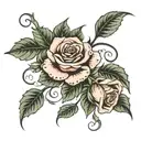 rose vine with pedals falling leaves tattoo design idea